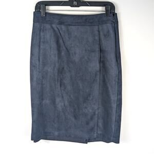 LOFT 4 Womens Pencil Skirt Navy Stretch Lined Knee Length Office Workwear